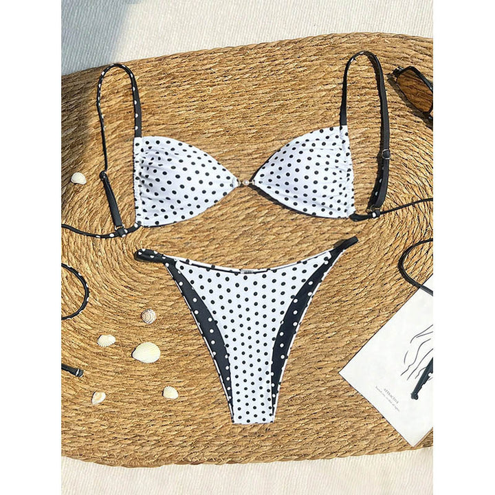Damen Triangel-Bikini mit peppigem Punktmuster und verstellbaren Trägern Drune