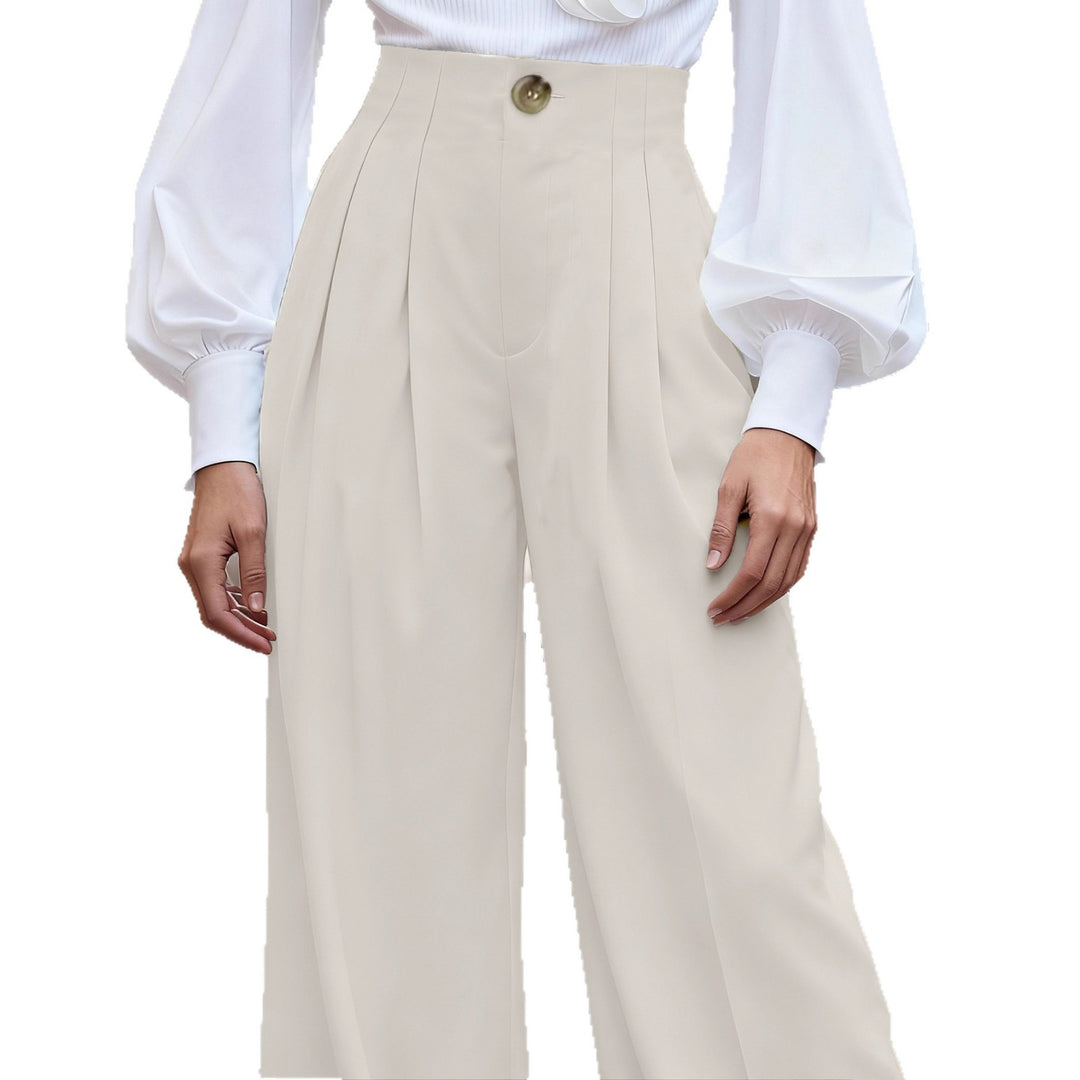 Damen Weite Hochtaillierte Hosen mit Faltenwurf Drune