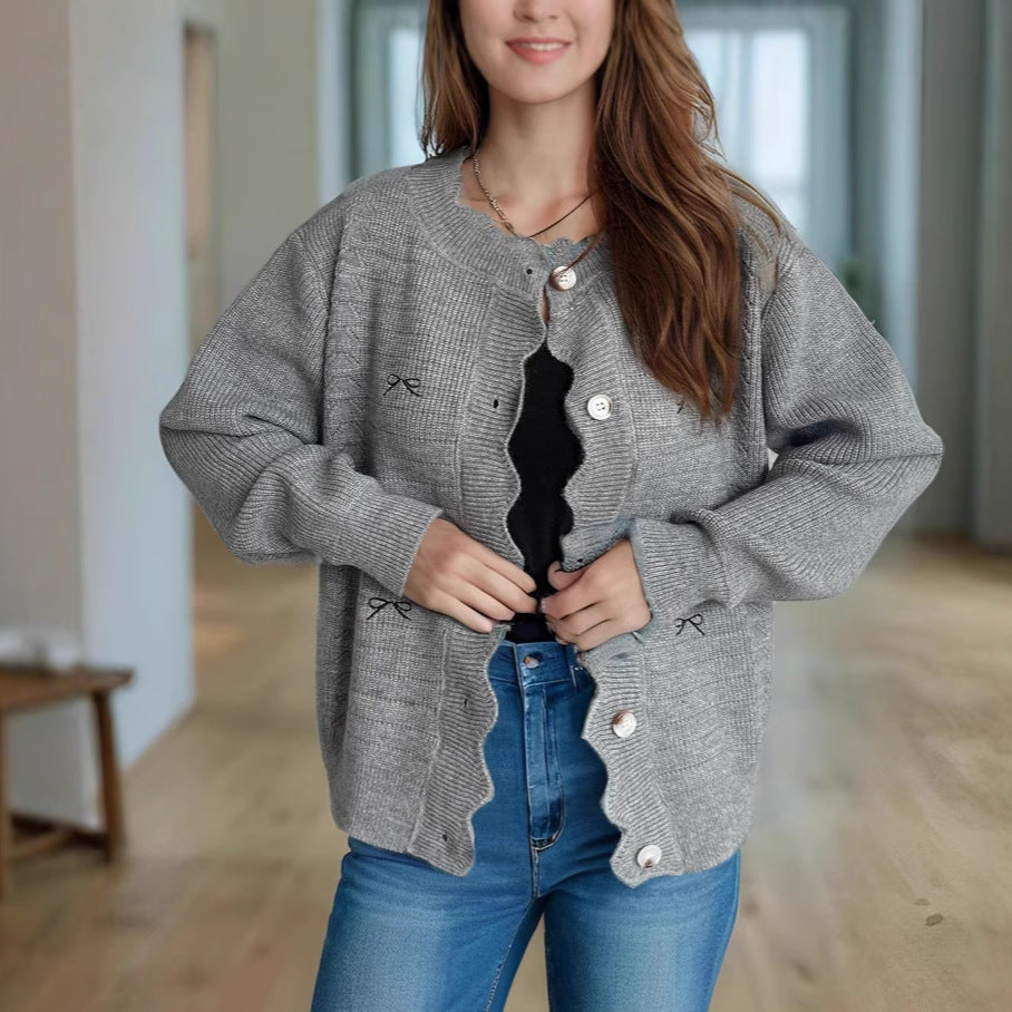 Damen Strickjacke mit verspieltem Knopf-Detail und schöner Struktur Drune