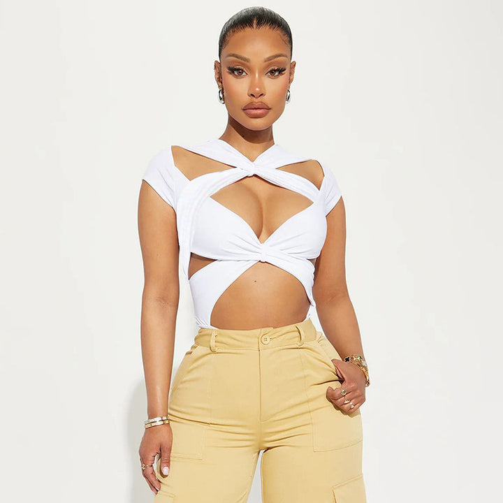 Damen Cut-Out Crop-Top Drune
