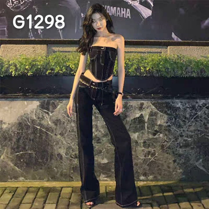 Damen Elegante Corsage-Bluse mit transparenten Ärmeln Drune