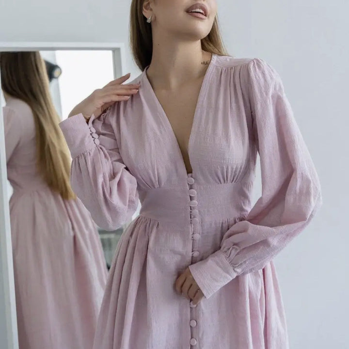 Damen Maxi-Kleid mit tailliertem Oberteil und elegantem Schlitz Drune