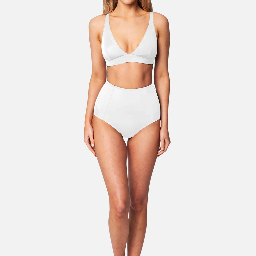 Damen Hochgeschnittener Bikini mit tiefem V-Ausschnitt Drune