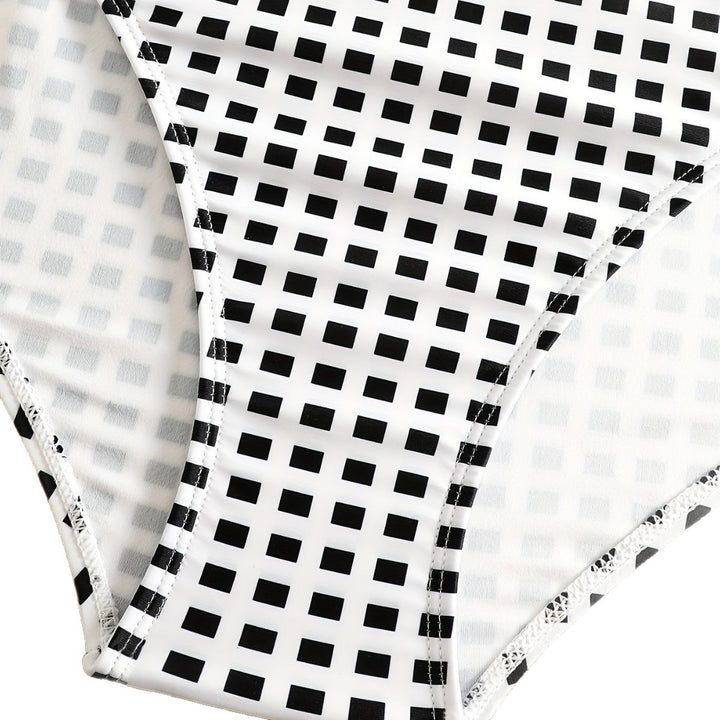 Damen Badeanzug-Set mit Rüschendetails und elegantem Karomuster Drune