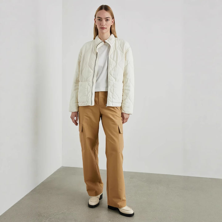 Damen gesteppte Oversized-Jacke mit hohem Kragen und elastischem Bund Drune