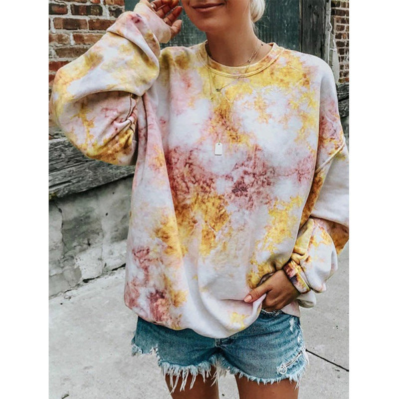 Damen Oversized Sweatshirt im modischen Batikdesign Drune