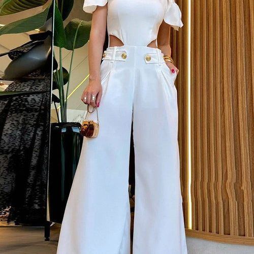 Damen Eleganter Jumpsuit mit Schnittdetails und weich fließenden Hosenbeinen Drune