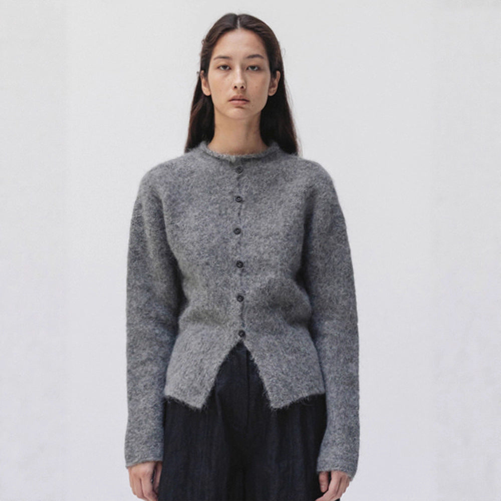 Damen eleganter und warmer Strickcardigan mit Knopfleiste Drune