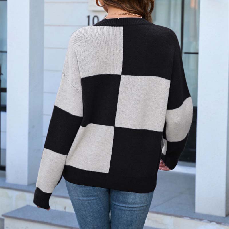Drune | Kariert Strickpullover Acryl Komfortabel, Modern