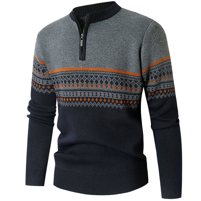 Herren Pullover mit modernem Reißverschluss und geometrischem Muster Drune
