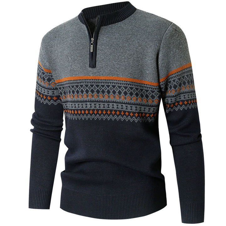 Herren Pullover mit modernem Reißverschluss und geometrischem Muster Drune