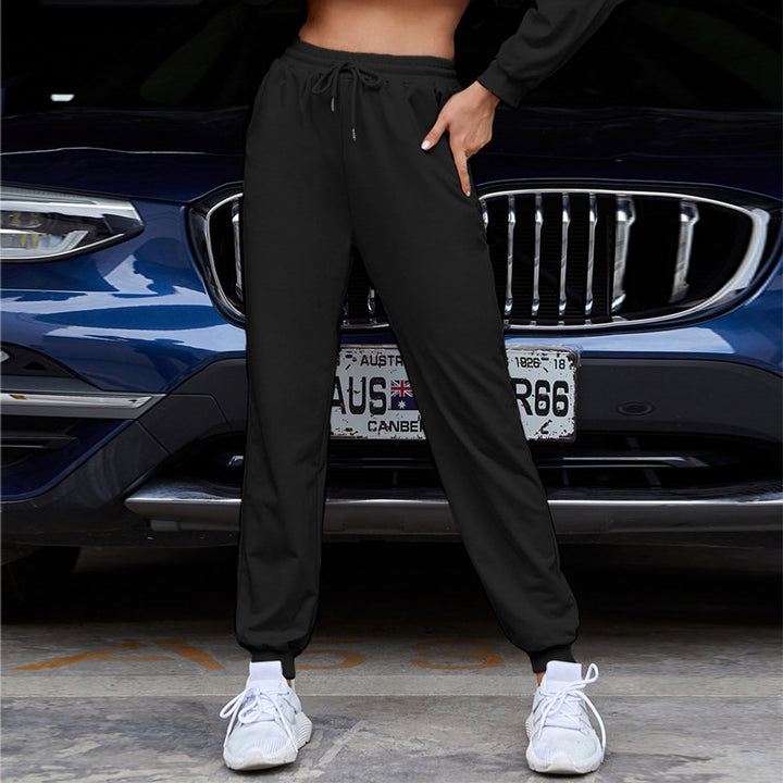 Damen nan relaxed Highwaist-Jogginghose mit elastischem Bund, Kordelzug und gerippten Saumbündchen Drune