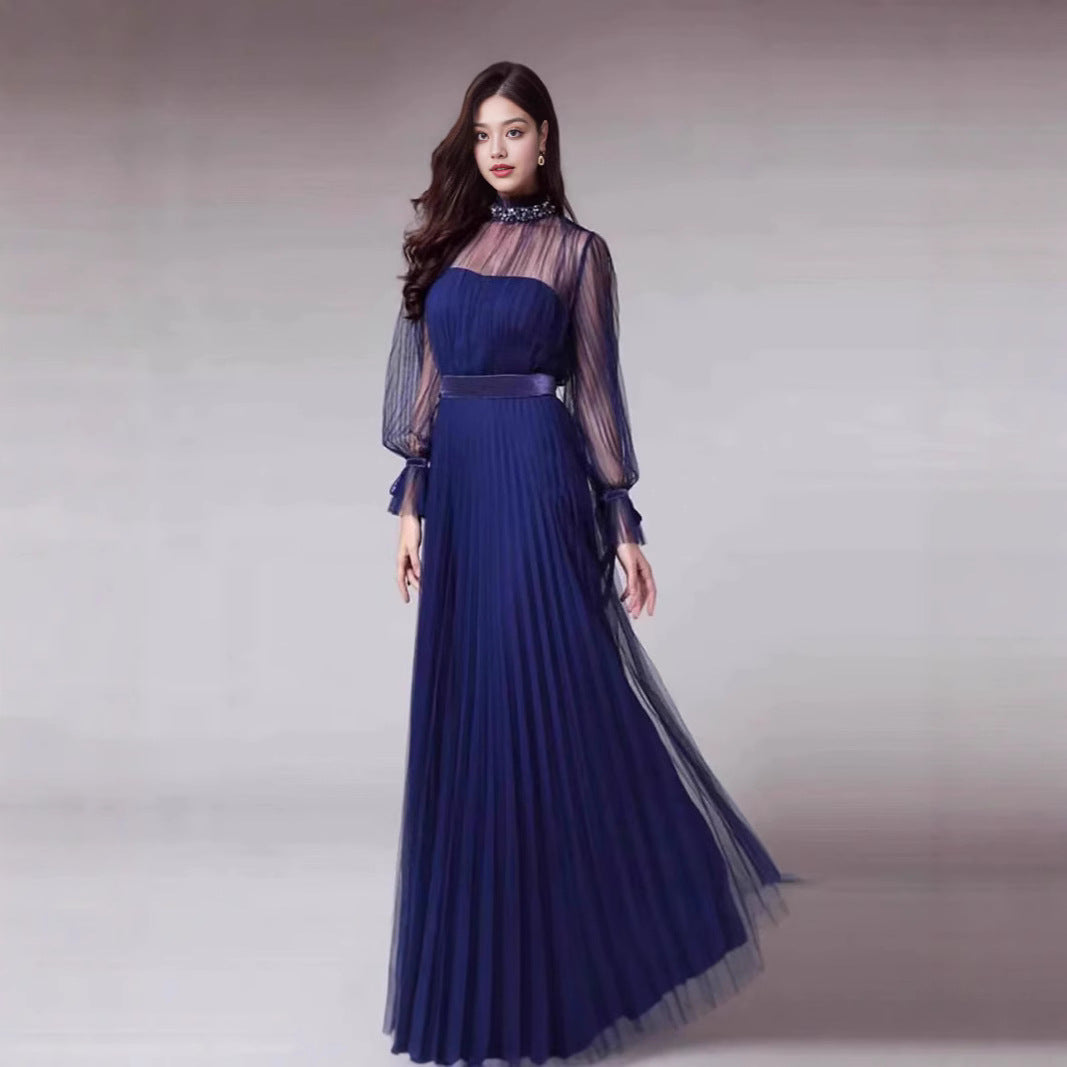 Damen Elegantes Maxikleid mit schimmerndem Chiffon und verspielten Rüschendetails Drune