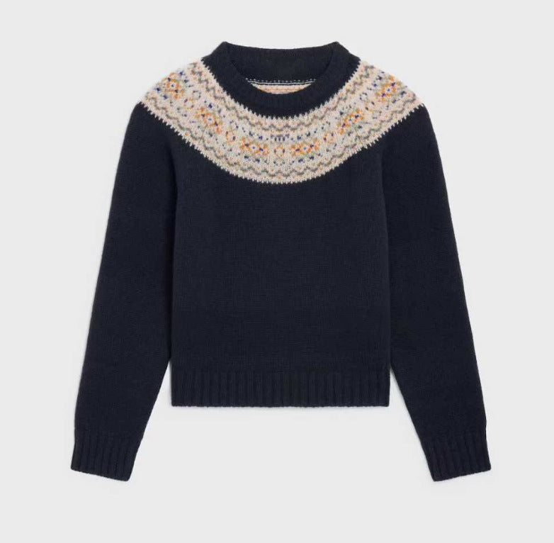 Damen Strickpullover mit kreativem Norweger-Muster Drune