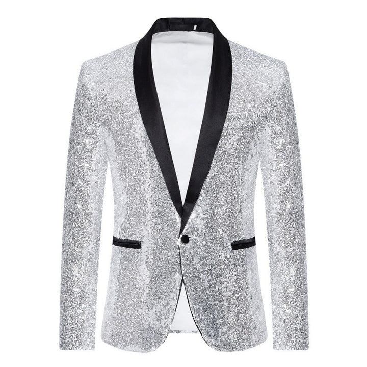 Herren glamouröser Pailletten-Blazer mit modernem Schnitt Drune
