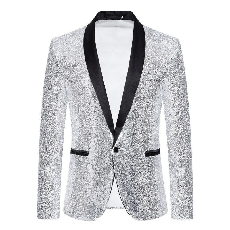Drune Herren Pailletten-Blazer mit Schalkragen