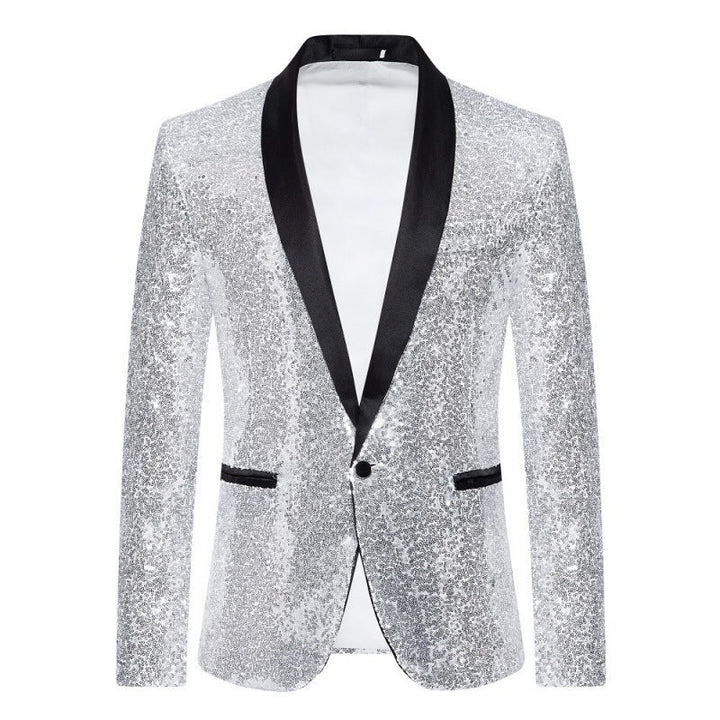 Drune Herren Pailletten-Blazer mit Schalkragen