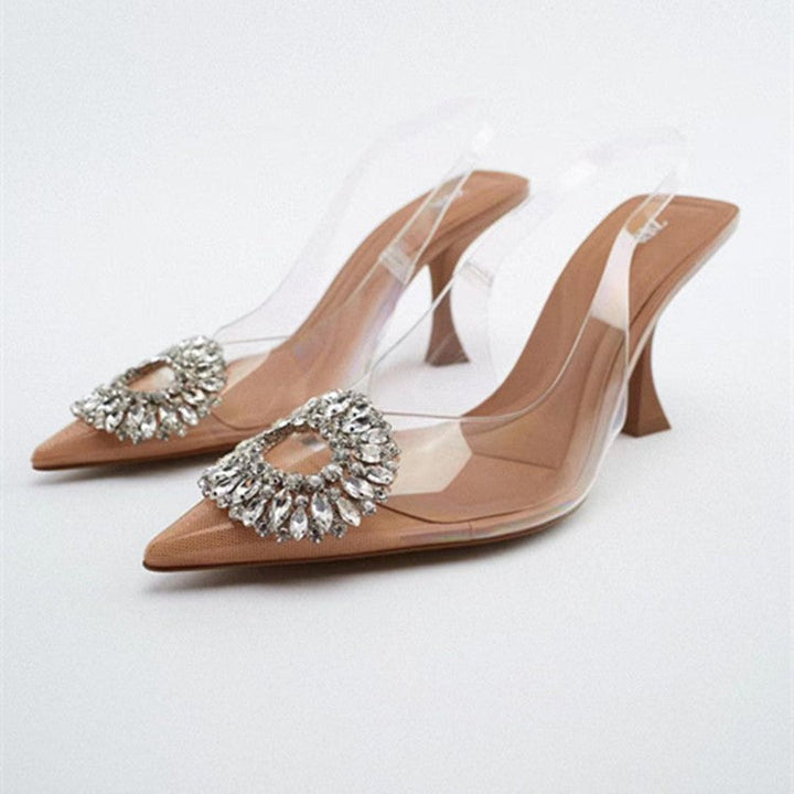 Damen transparente Pumps mit glamourösen Kristalldetails Drune