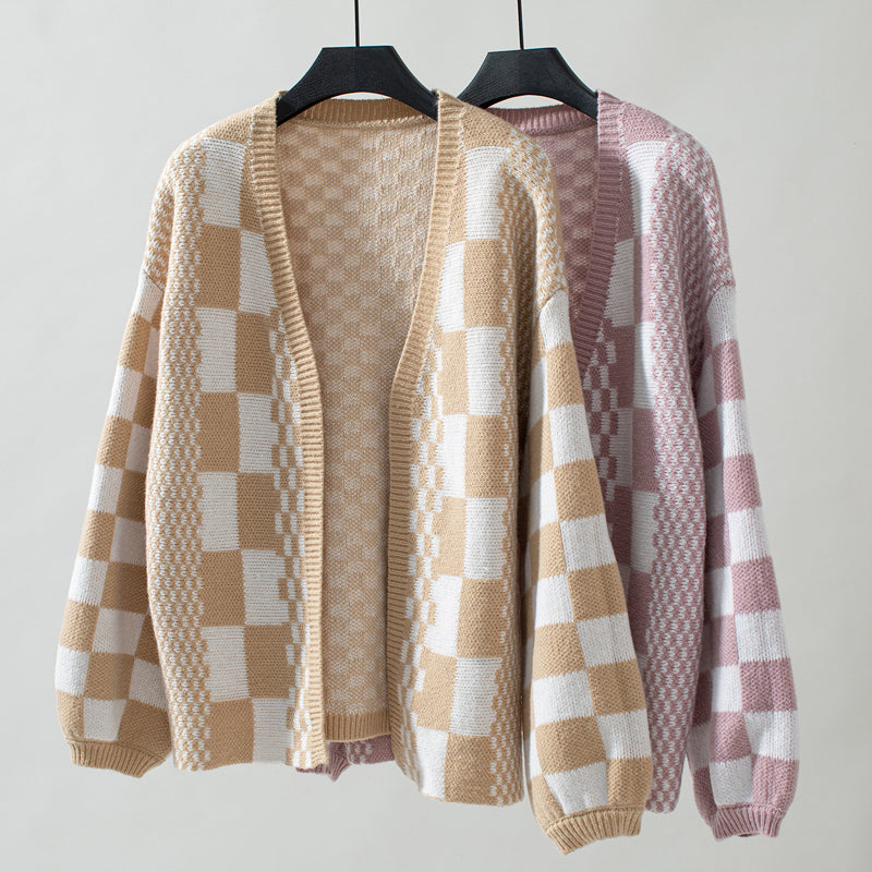 Drune | Karierter Strick Strickjacke