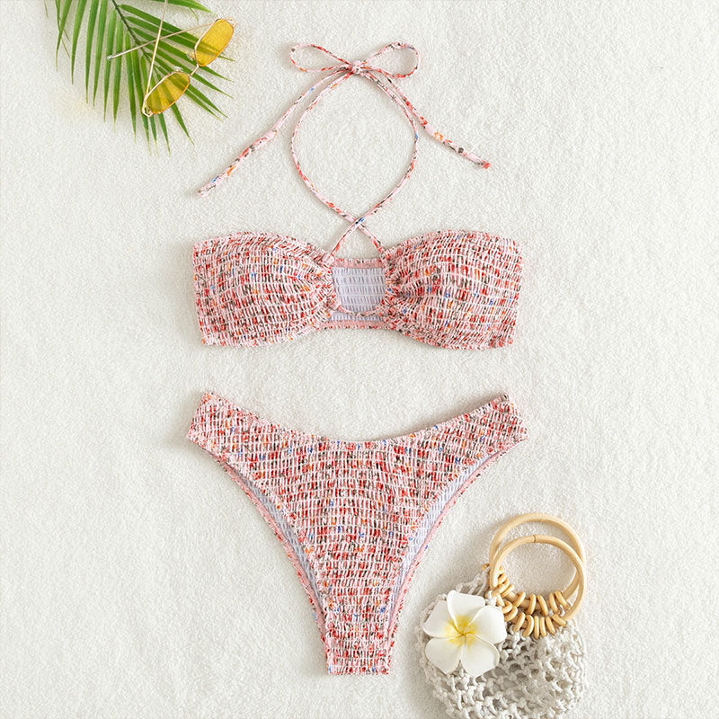 Damen Bandeau-Bikini mit verspieltem Wickeldetail und Rüschendesign Drune