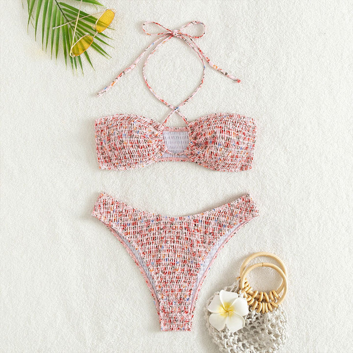 Damen Bandeau-Bikini mit verspieltem Wickeldetail und Rüschendesign Drune
