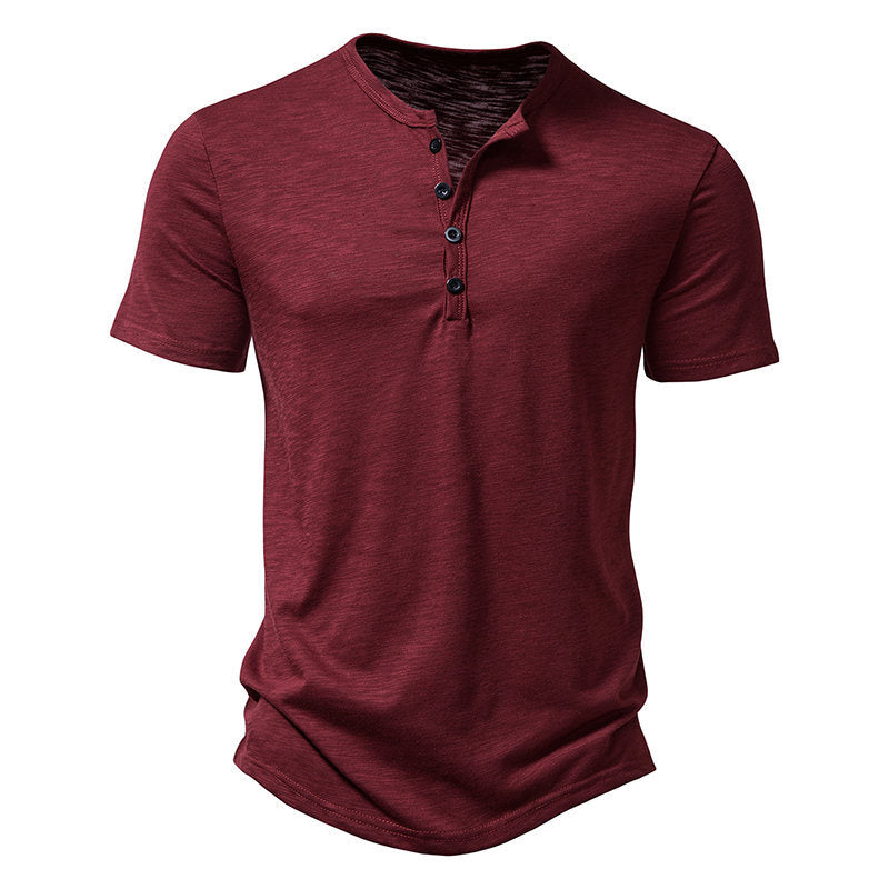 Herren Relaxed Fit Kurzarm Henley-Shirt Drune