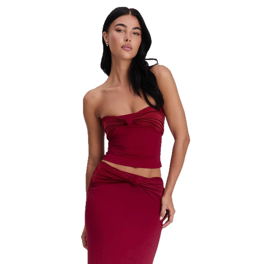 Damen Wickeloberteil mit Knotendetails und figurbetontem Design Drune