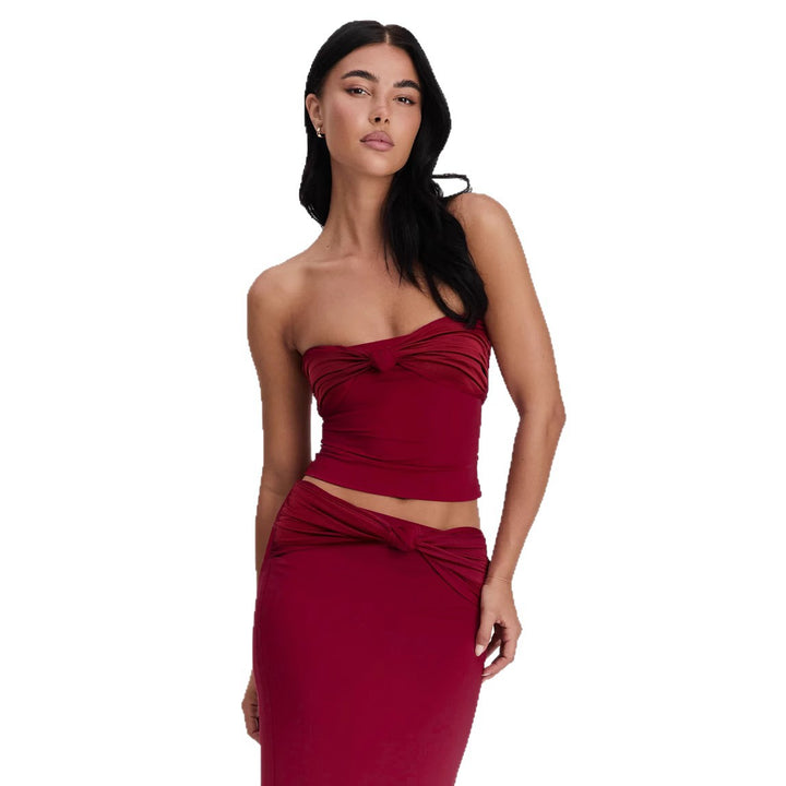 Damen Wickeloberteil mit Knotendetails und figurbetontem Design Drune