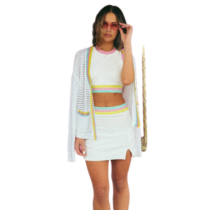 Damen sportliches Crop-Top und Minirock Set Drune