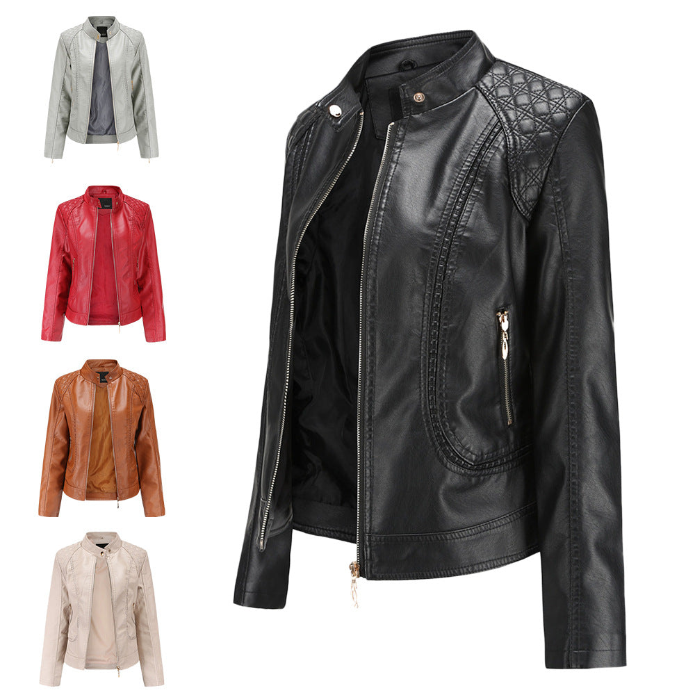 Damen Kunstlederjacke mit modischen Steppdetails Drune
