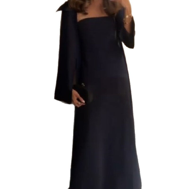 Damen elegantes Bandeau-Maxikleid mit passender Jacke Drune