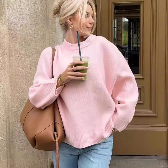 Damen lässiger Pullover mit überschnittenen Schultern Drune