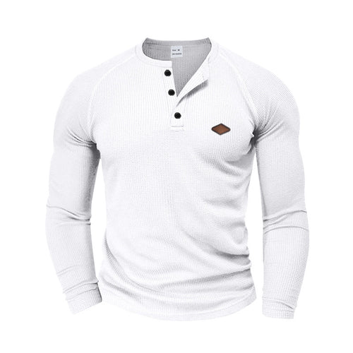 Herren Langarm Hemd mit strukturiertem Gewebe und modischen Knopfdetails Drune