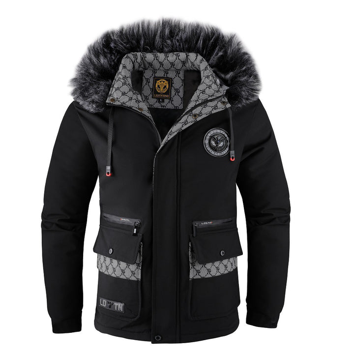 Herren nan urbaner Thermo-Parka mit abnehmbarer Kunstfellkapuze, gesteppter Inneneinlage und multifunktionalen Fronttaschen Drune