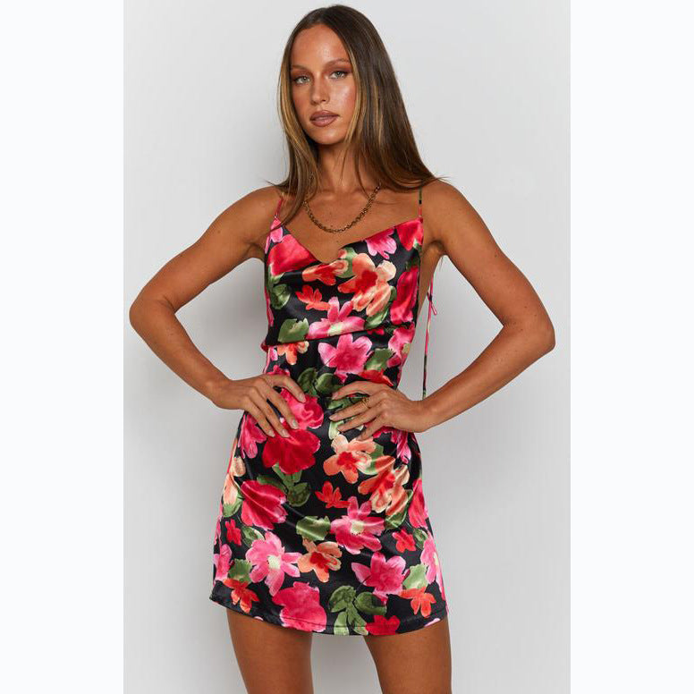 Damen figurbetontes Kleid mit floralem Design und attraktivem Schnitt Drune