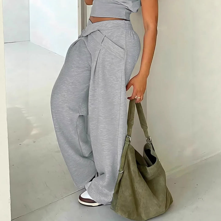 Damen Bequeme Palazzo-Hose mit dekorativem Bindeband und lässigem Schnitt Drune