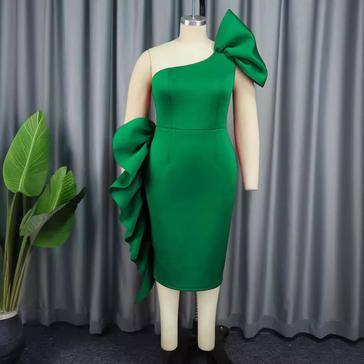 Damen Elegantes Trägerloses Cocktailkleid mit Rüschendetail Drune