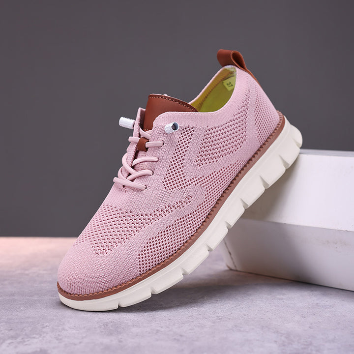 Damen nan gestrickter Derby-Sneaker mit flexibler Rillenlaufsohle und gepolstertem Komfortfußbett Drune
