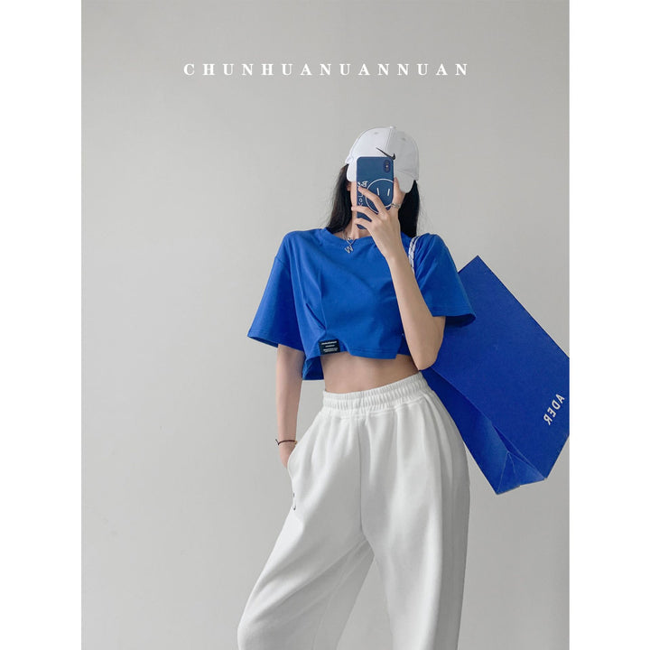 Damen cropped Freizeitoberteil mit lässigem Schnitt und elastischem Saum Drune