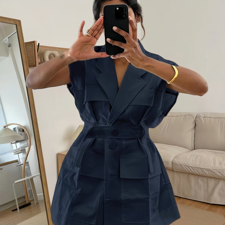 Damen modische Utility-Weste mit oversize Schnitt und praktischen Taschen Drune