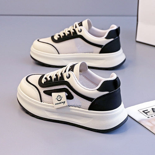Damen nan leichte Plateausneaker mit atmungsaktivem Mesh-Obermaterial, gepolstertem Fersenkragen und stoßdämpfender EVA-Sohle Drune