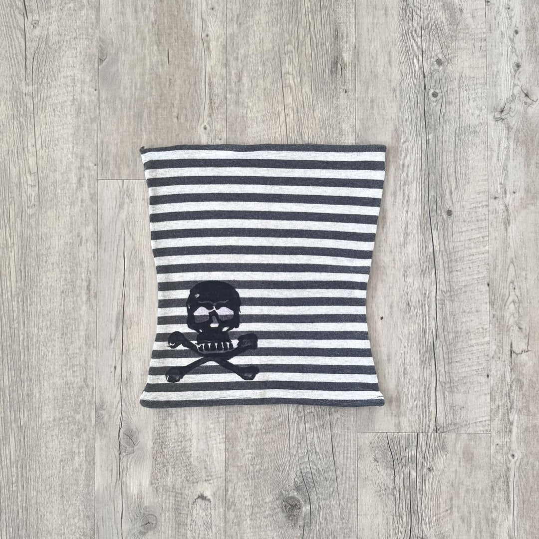 Damen gestreifter Schal mit Totenkopf-Design Drune