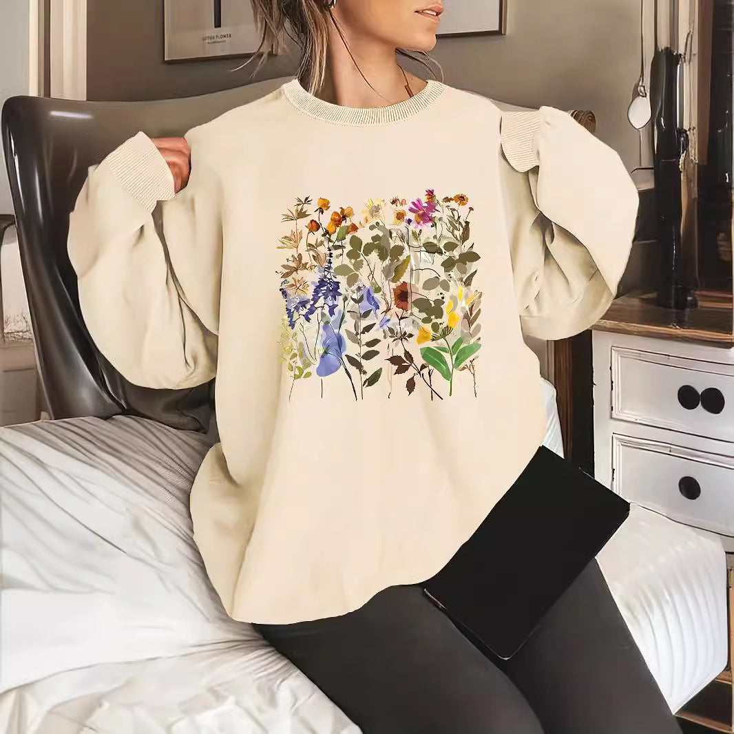 Damen Sweatshirt mit floralem Motiven und bequemer Passform Drune