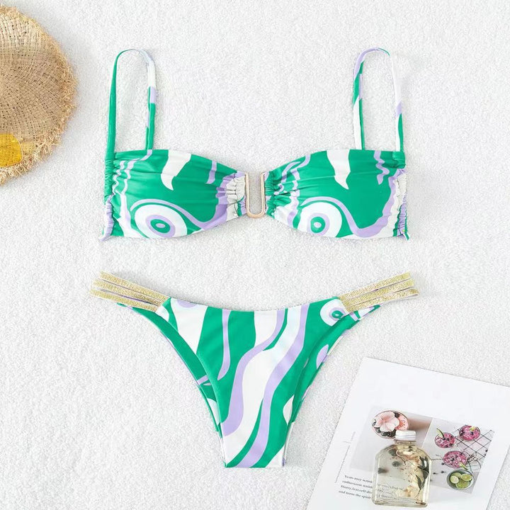 Damen Triangel-Bikini mit elegantem Raffungseffekt und modischen Akzenten Drune