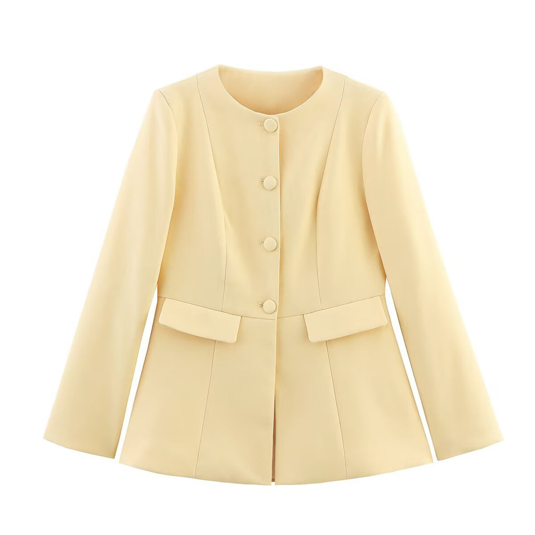 Damen taillierte Blazerjacke mit eleganten Knopfdetails Drune