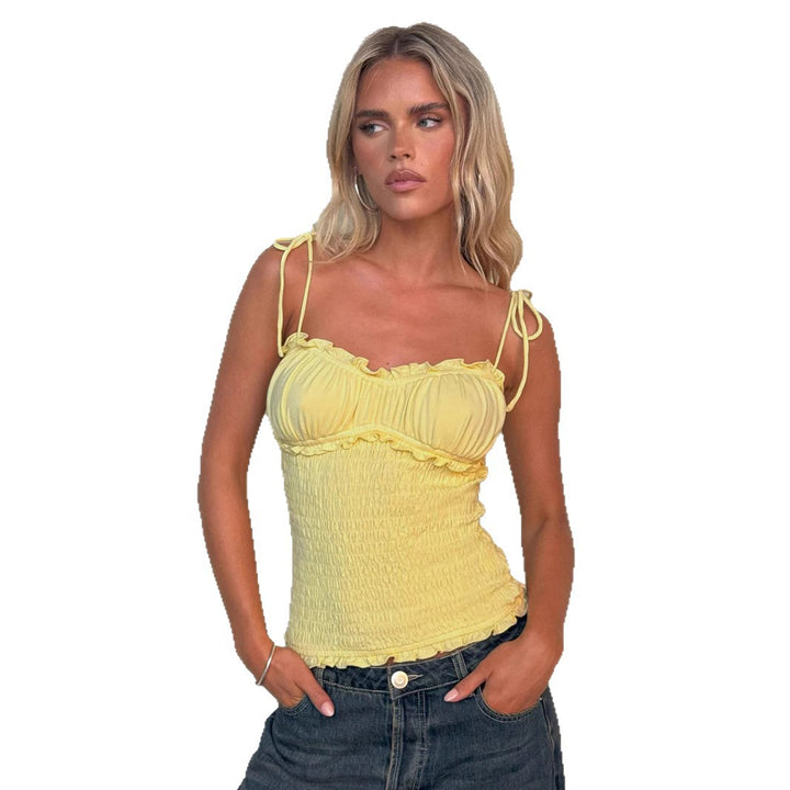 Damen luftiges Trägertop mit Rüschendetails Drune
