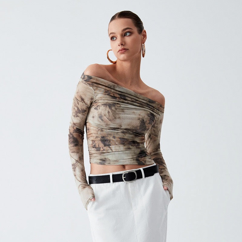 Damen Elegantes Oberteil mit Offshoulder-Passform und drapiertem Design Drune