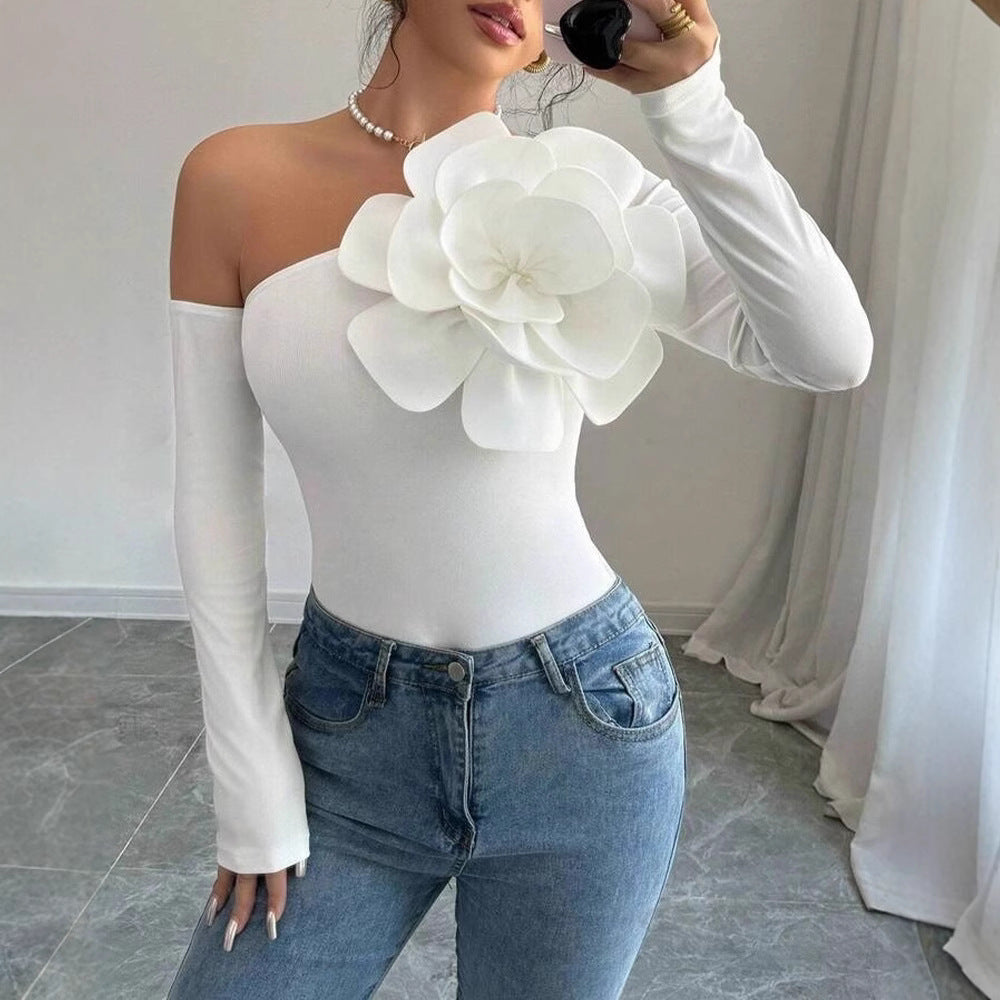 Damen Body mit eleganter Bloom-Applikation und langem Arm Drune