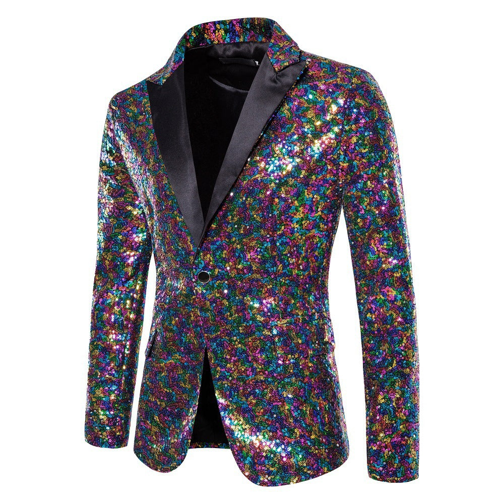 Herren schimmernder Pailletten Blazer Drune