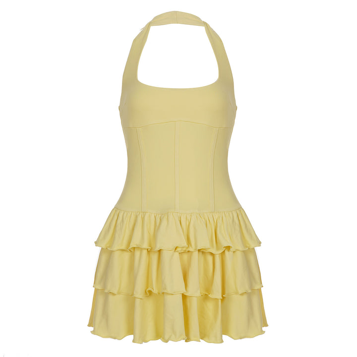 Damen Wickelkleid mit voluminösem Rüschensaum und eleganter Silhouette Drune